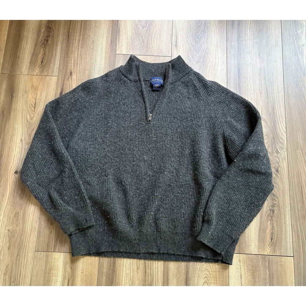Vintage Men's Sz XL Lambs Wool Sweater Club Room Charter Club Gray